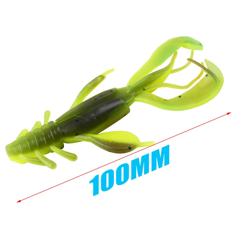 2PCS Shrimp Shaped Silicone Soft Bait 10cm 10.5g Crankbait Fishing Lure Jig Wobblers Perch Artificial Crazy Flapper Swingbaits