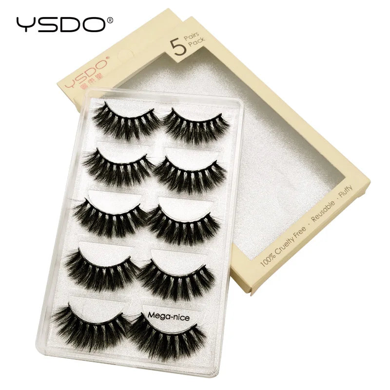 YSDO 5 pairs eyelashes mink strip lashes dramatic eyelashes natural 3d mink eyelashes makeup false eyelashes cilios maquiagem
