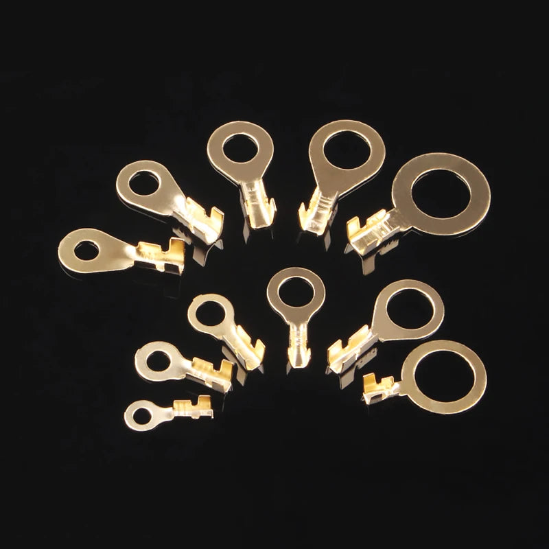 100PCS Open Barrel Wire Crimp Copper Terminal Connerctor- Non-Insulated Ring Lugs Crimp Cable Connector