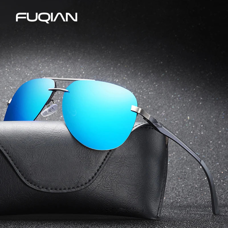 Fashion Rimless Pilot Polarized Sunglasses Men Women High Quality Aluminum Magnesium Sun Glasses Male Classic Driving Shades