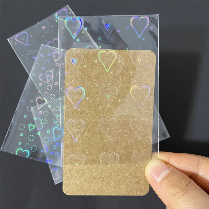 50pcs/Lot Heart-shaped Foil Laser Top Loading Sleeves For PKM YGO Board Game Cards Photo Kpop Protector Shield Cover