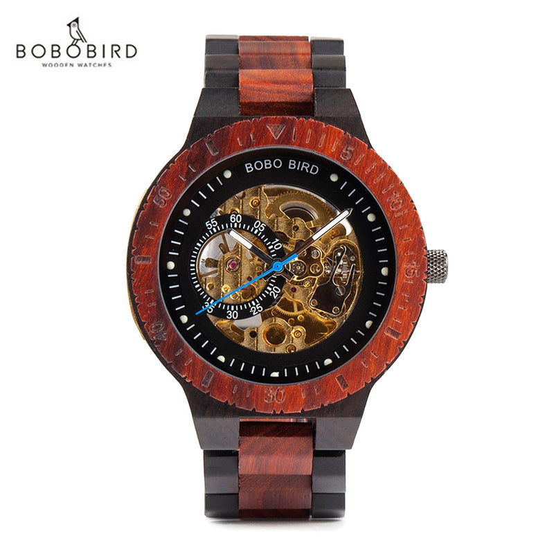 Bobo Bird-Reloj de pulsera de madera para hombre, accesorio masculino de pulsera resistente al agua con mecanismo automático de movimiento, complemento mecánico de marca de lujo con esfera luminosa, 2020