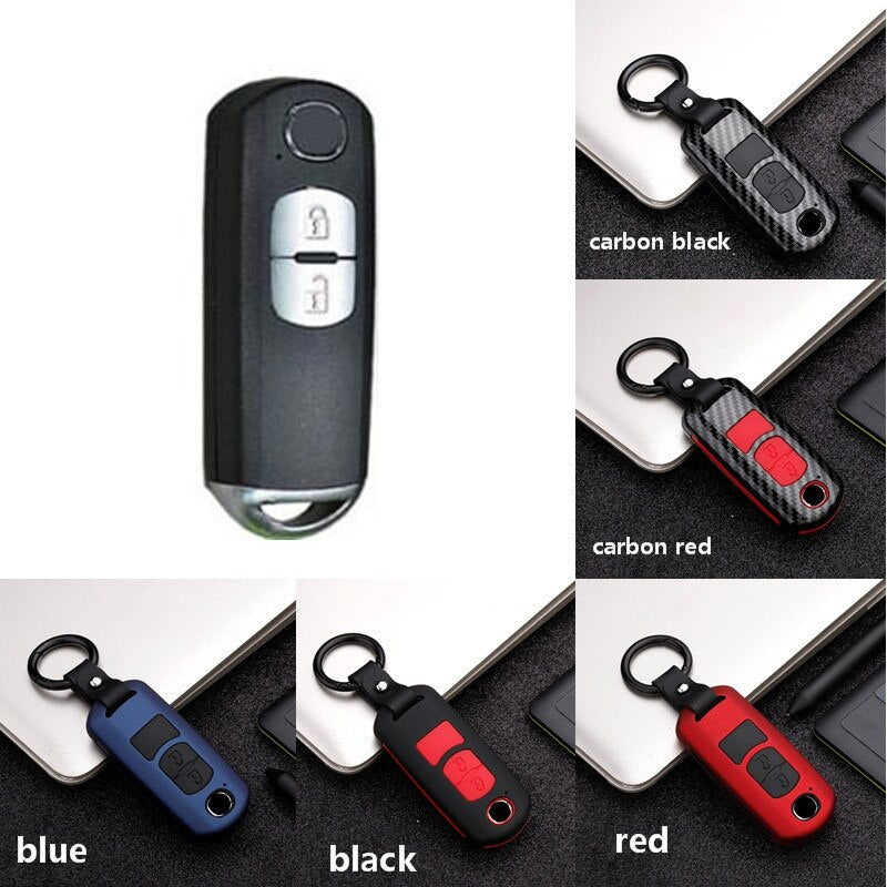 Fashion ABS+Silica gel Carbon fiber Car Remote Key Case Cover For Mazda 2 3 6 Axela Atenza CX-5 CX5 CX-7 CX-9 2014 2015 2016 up