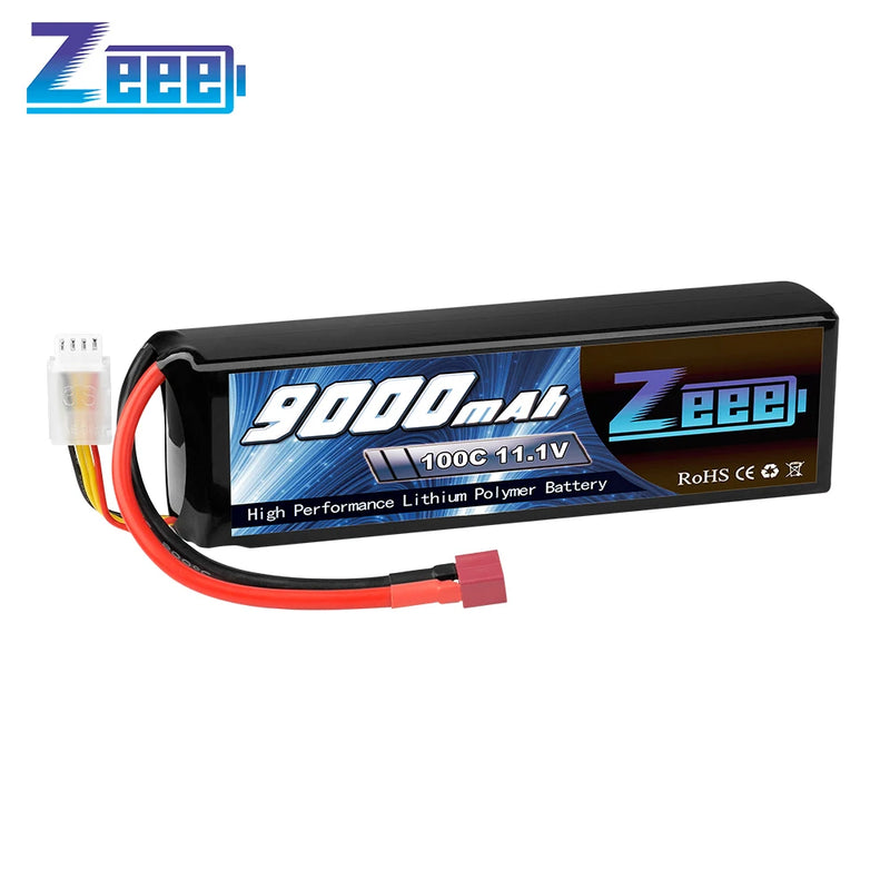 Zeee 3S 9000mAh Lipo Battery 11.1V 100C Deans Connector with Metal Plates for RC Car Truck Buggy Tank RC Hobby Models RC Parts