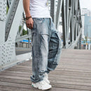 Jeans For Men Men's Plus size Skateboard Pants Straight-leg Motorcycle Jeans Men's Loose Blue jeans with Big pocket Jeans