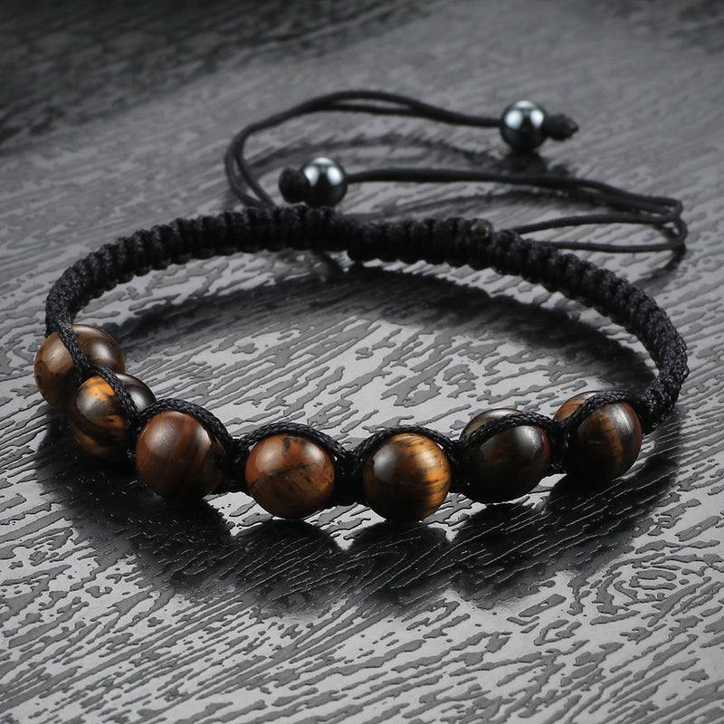 Tiger Eye Beaded Bracelets Bangles Men Braided Rope Healing Balance Yoga Charm Women Natural Stone Buddha Bracelet Adjustable