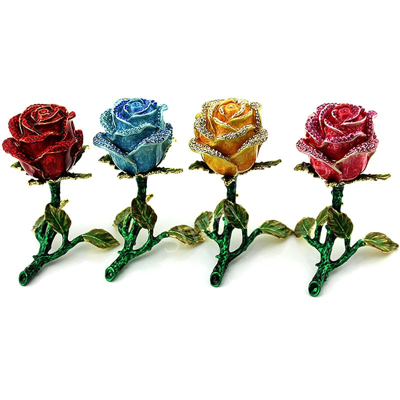 Valentine's Day Alloy Enamel Stereoscopic Rose Flower Jewelry Gift Box Necklace Rings Earrings Gifts Boxes Pack Carrying Cases