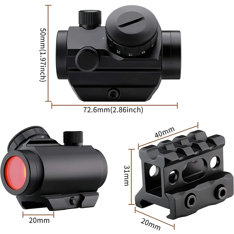 1x40 Red Dot Scope Sight Rifle scope Green Red Dot Collimator Dot With 11mm/20mm Rail Mount Airsoft Air Hunting