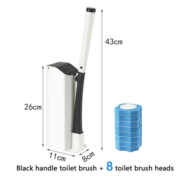 Disposable Bathroom Toilet Brush Cleaner With Long Handle No Dead Corner Cleaning Brush Replacement Brush Head And Plunger Set