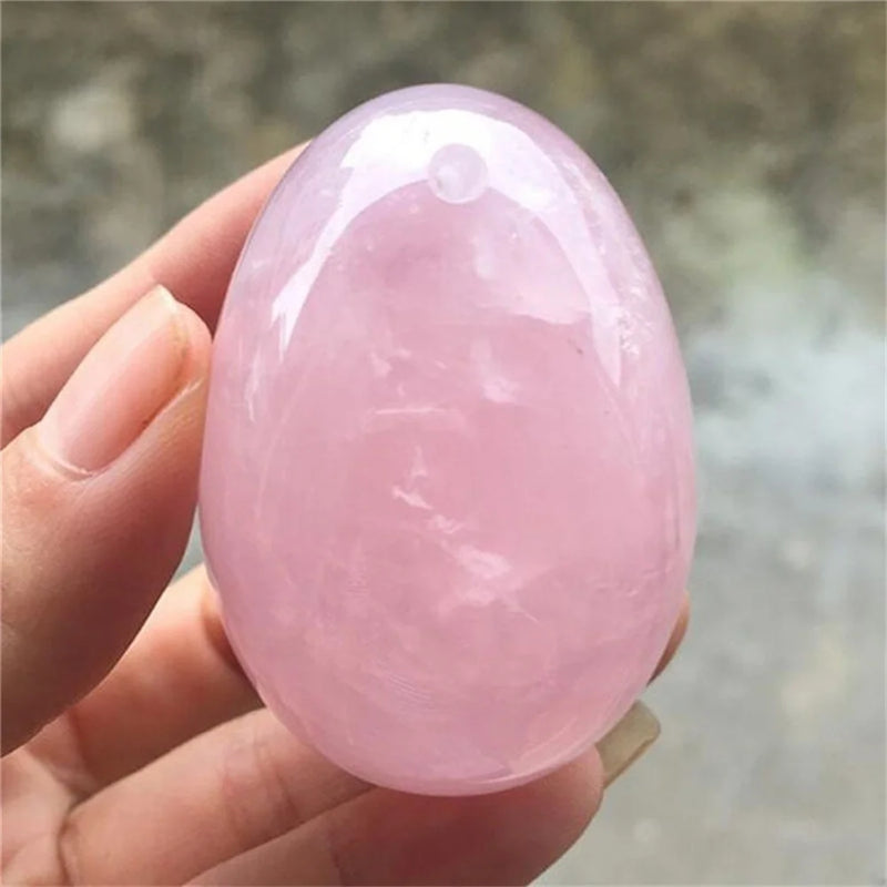 Natural Pink Rose Quartz Crystal Egg Ball Magic Sphere Healing Kegel Exercis Stone