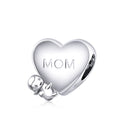 Mom Love Pendant BISAER 925 Sterling Silver Oxidized Maternal Love Mom Mother Beads Charms For Women Silver 925 Jewelry ECC1460