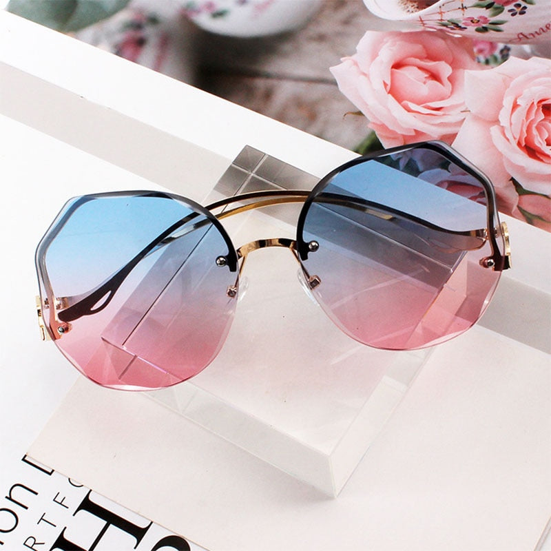 2022 Rimless Sunglasses Fashion Sunglasses Women Tide Vasos Decorativos Luxury Lunette De Soleil Femme Vintage Zonnebril Dames