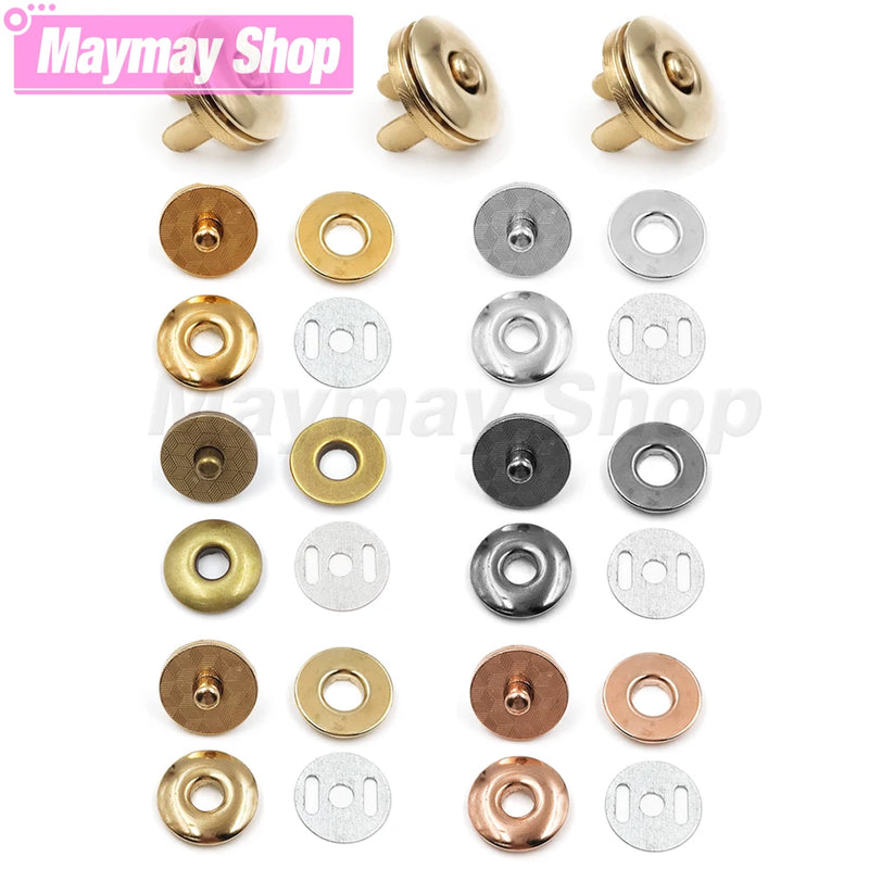 10sets/lot 17mm Magnetic Snap Round Button Purse Leather Fasteners Clasp For Purse Bag Wallet Notebook Craft Parts Accessories