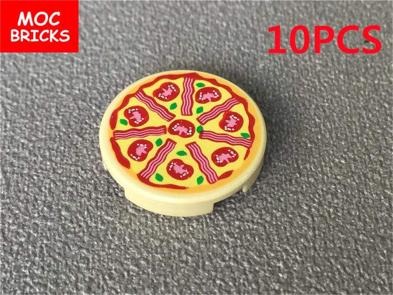 MOC Bricks Food Cookie Bone Pretzel Bagel Biscuits Waffle Chips Hot Dog Bread Pizza Milk Educational Building Blocks Kids Toys