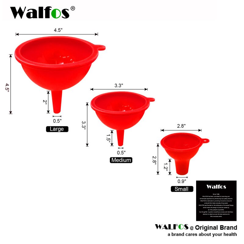 WALFOS Multifunctional Grade Silicone Funnel Wide Mouth Funnel For Oil Liquid Wine Canning Cooking Kitchen Accessiores Tool