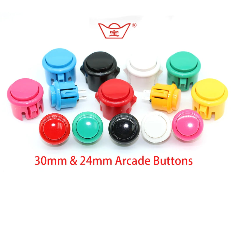 1PCS 30MM 24MM Round Push Button Original Baolian Micro Switch Copy SANWA OBSF-30 Video Arcade Console Joystick DIY Game Machine