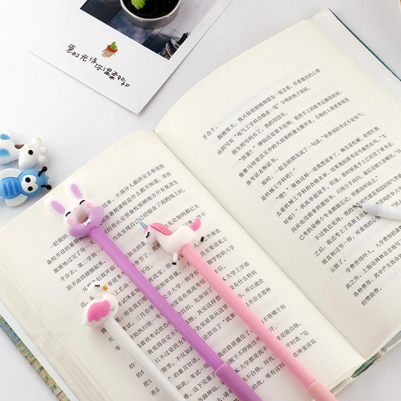 20Pcs/set Cute Gel Pen Kawaii Random Pattern Unicorn Pony 0.5m Black Gel Ink Pen School Stationery Office Suppliers Gifts