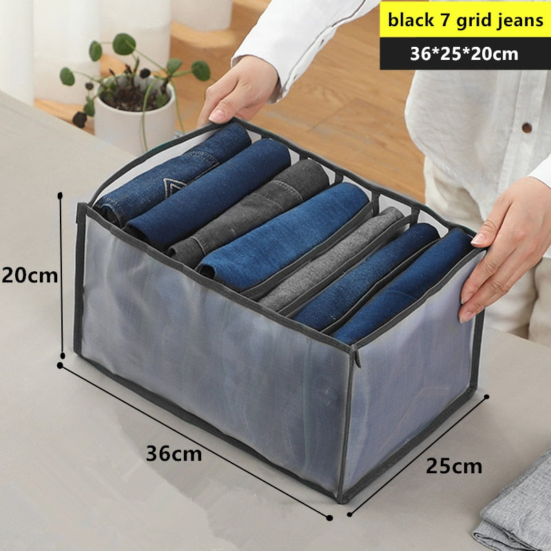 7 Grid Jeans Storage Box Closet Organizer Home Separation Bra Leggings Clothes Storage Case Drawer Wardrobe Divided Storage Bags