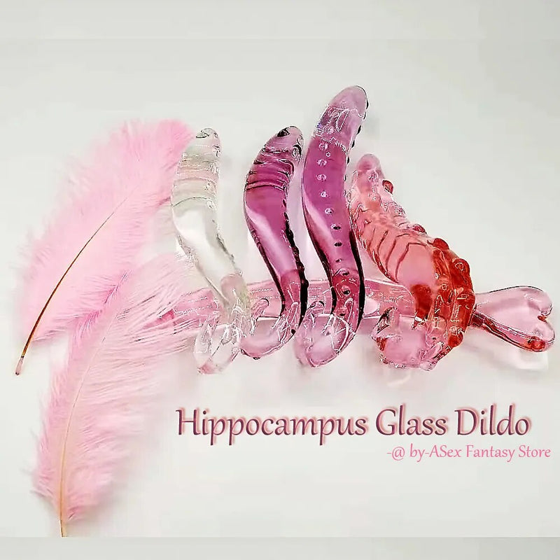 Hippocampus Shape G Shape Pyrex Glass Crystal Dildo with Spot Beads Fake Penis Anal Butt Plug Gay Masturbation Box Shipping