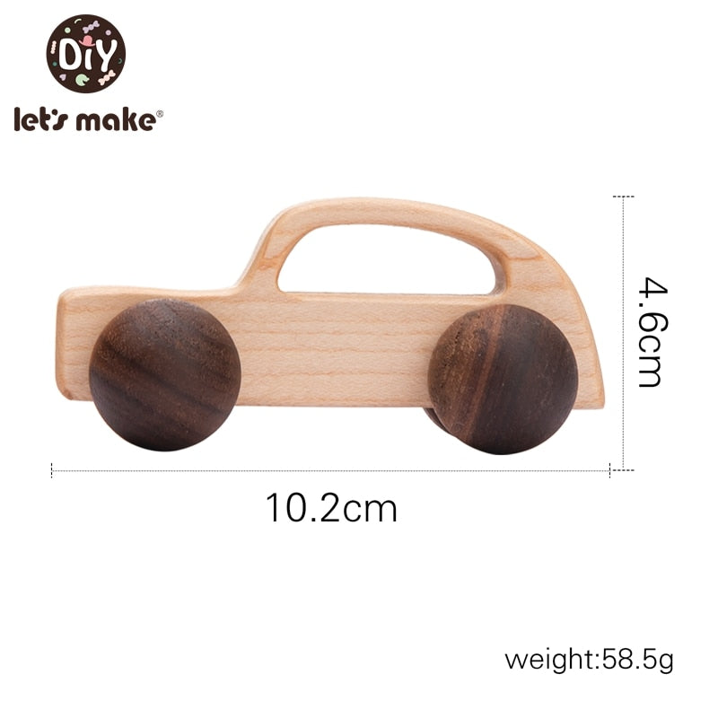 Let's Make Wooden Baby Toys 0 12 Month 1PC Toys For Babies Beech Car Hedgehog Elephant Educational Infants Developmental Newborn