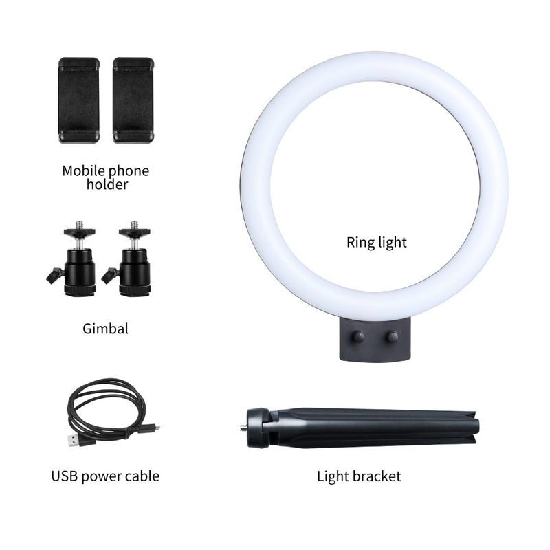 9inch Mini LED Video Selfie Ring Light With Tripod Ring lamps For YouTube Phone Live Photo Photography studio Ringlight