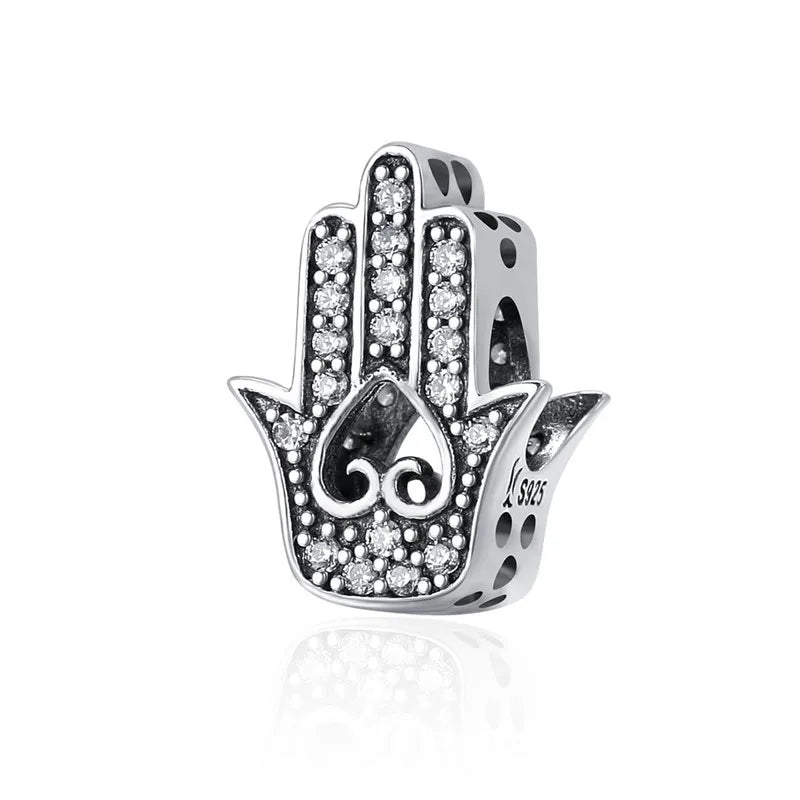 BAMOER Silver Charm Collection 925 Sterling Silver Dazzling CZ Beads fit Bracelets & Bangles Jewelry