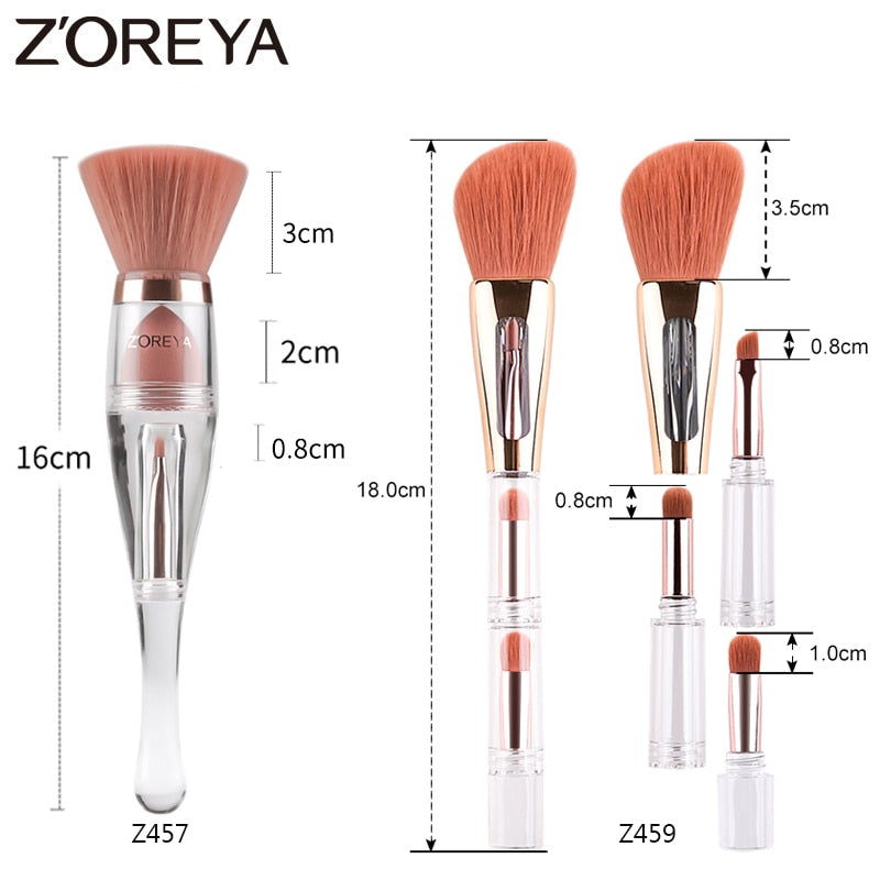 Zoreya Travel 3in1 Make Up Soft Multipurpose Portable Makeup Brush Angled Sponge Brow Eye Shadow Powder Paint Brushes Cosmetic