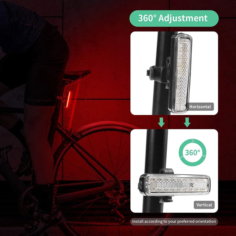 Bike Tail Light USB Rechargeable Ultra Bright LED Warning Bike Flashlight 7 Color Waterproof Bicycle Rear Light Bike Accessories