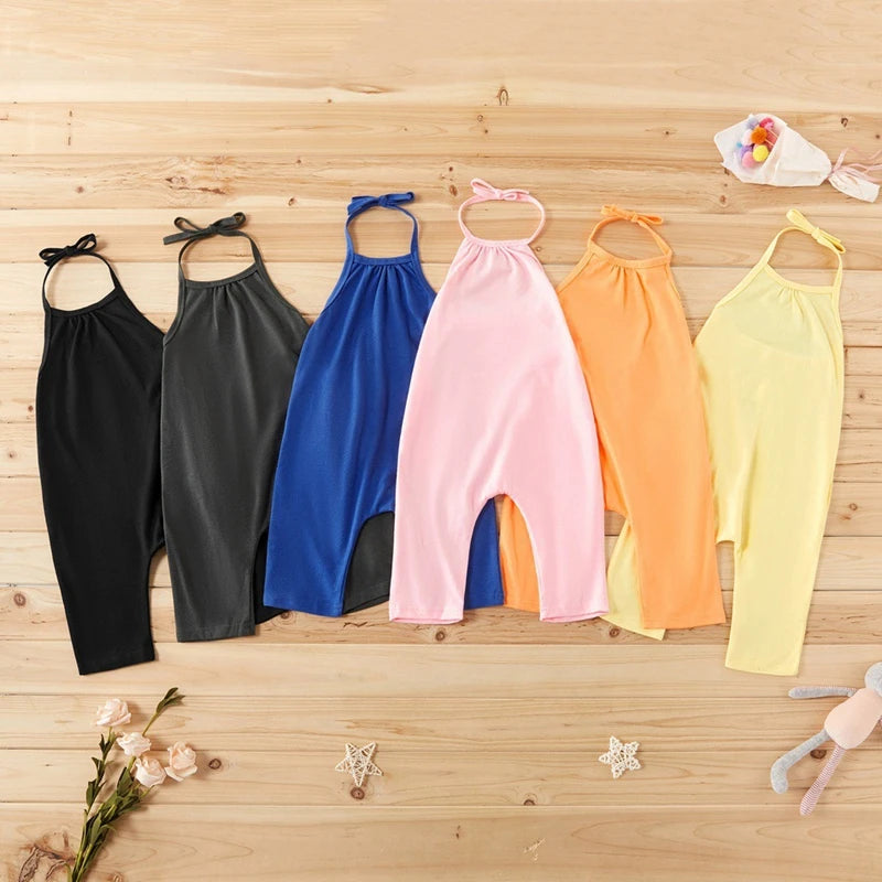 New Fashion Kids Baby Girls Strap Cotton Romper Toddler Sling Jumpsuit Harem Trousers Lace Up Sport Casual Loose Summer Clothes