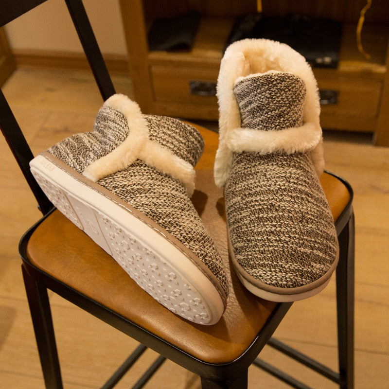 2020  Winter Women Slippers Cotton Home Shoes Couples Lovers Wool Warm Plush Indoor Floor Slippers Non-slip Men Soft Shoes