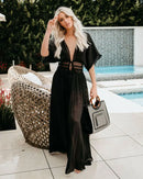 Summer Women Lace Crochet Beach Cardigan Bikini Cover Up Wrap Beachwear Long Dress