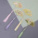 Antique Metal Folding Fan Crane Rabbit Mountain Scenery Chinese Style Series Bookmarks Newspapers Books Reading mark Bookmarks