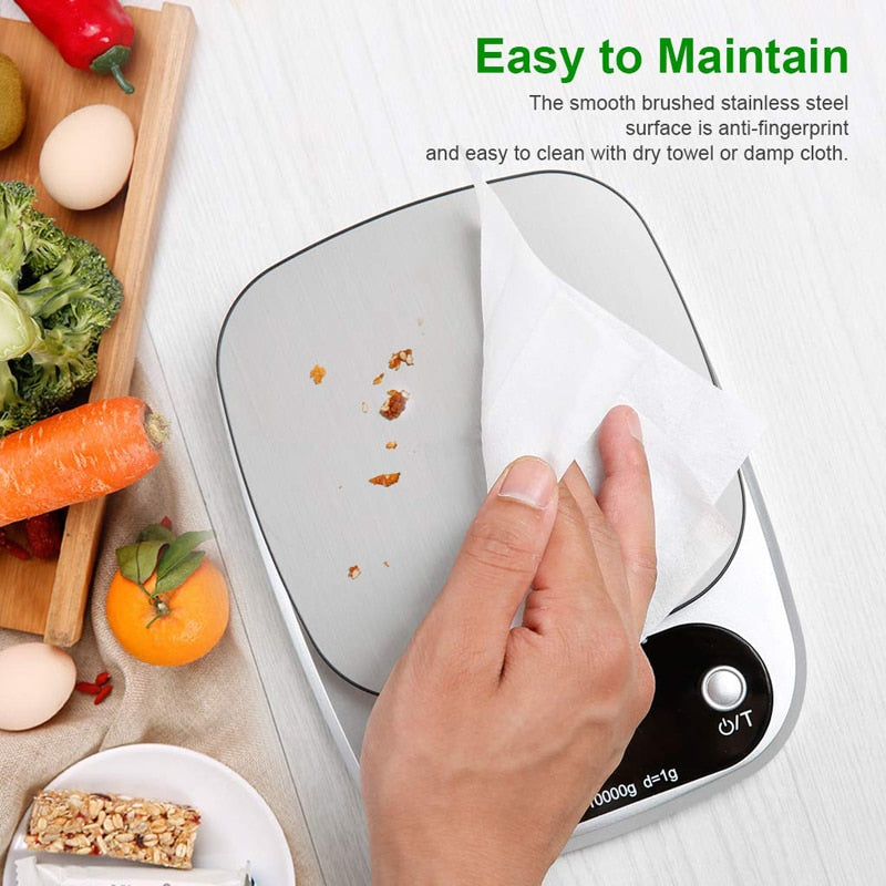 10kg /1g LCD Backlight Digital Kitchen Scale Stainless Steel Electronic Scales Cooking Food Balance Measuring Weight