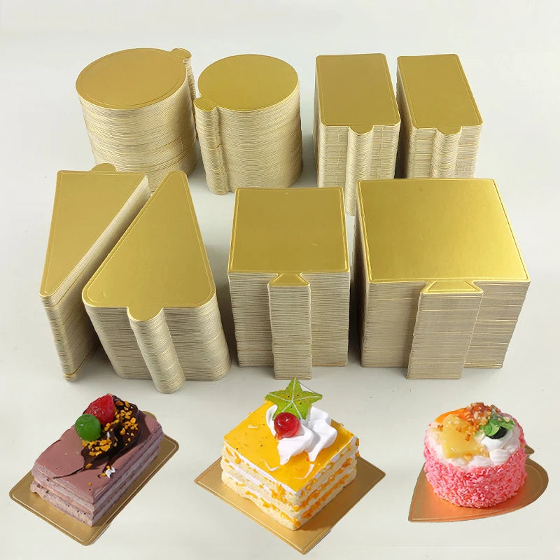 Meibum Dessert Board Base Golden Paper Plates Silver Mousse Mat 100pcs/Set Cake Cardboard Pastries Display Tray Decorative Tools