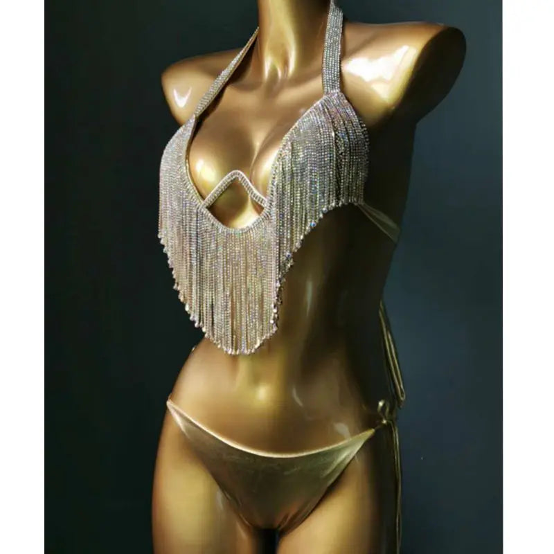 2021 Venus Vacation Diamond Tassels Bikini Set Swimwear Rhinestone Swimsuit Bling Stones Crystal Bathing Suit