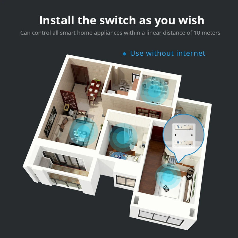 Benexmart Zigbee Wireless Switch 1 2 3 4 Gangs Scene Control Smart Home Devices Works with Tuya Click On Off Scene Switch Black