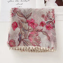 2021 Fashion Autumn Women Viscose Scarf Floral Pom Pom Tassel Beach Hijab Shawls and Wraps Female Foulards Echarpe Muslim Hijab