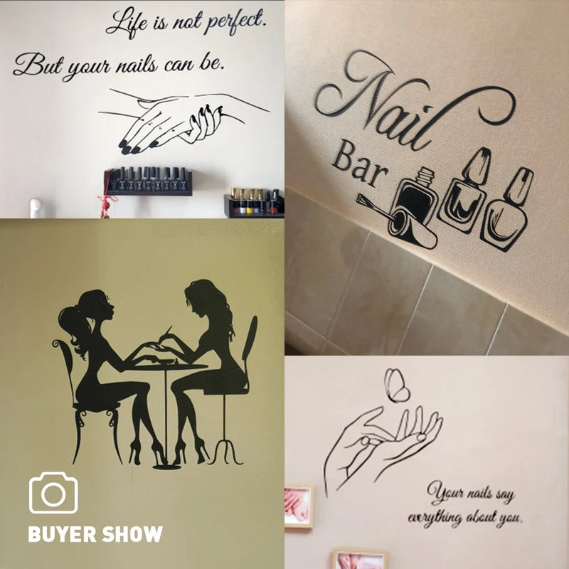 Beauty Nail Salon Quotes Waterproof Stickers Wall For Nails Room Wall Decals Removable