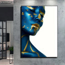 Decorative Paintings Golden Blue Girls Posters and Prints Makeup Women Canvas Painting Nordic Wall Paintings Cuadros for Parlour