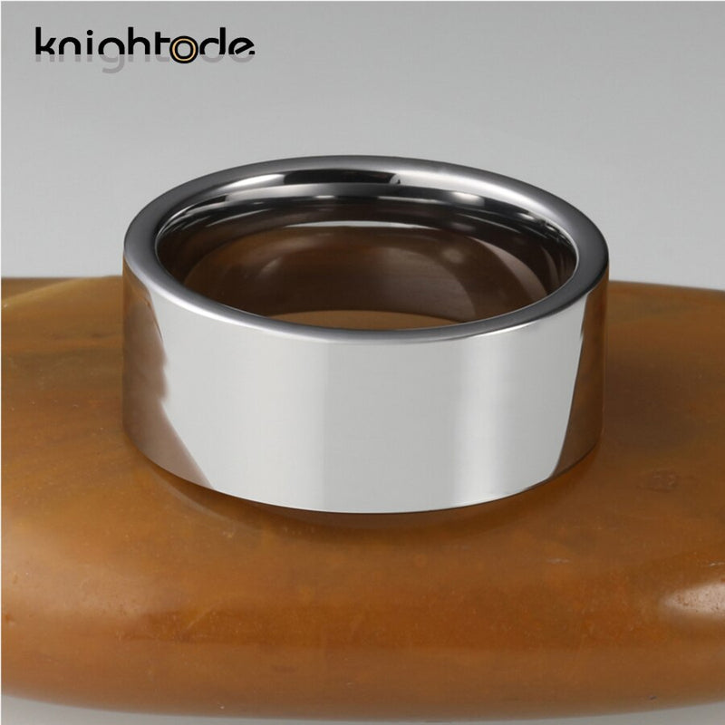 12mm Width Tungsten Carbide Ring Man Ring Simple Flat Band Ring Polished Shiny