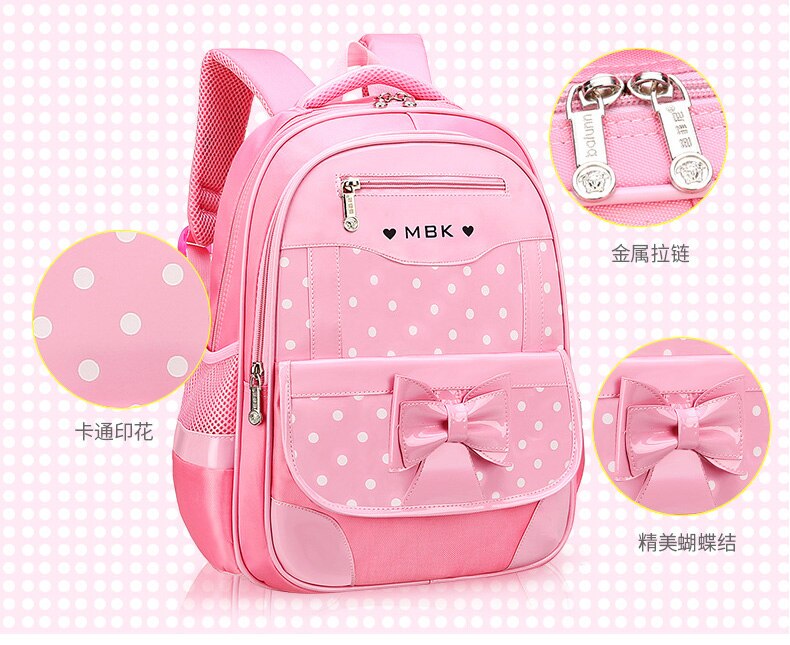 New Children School Bags Girls Dot Cute Bow Kids Backpack Set Primary School Backpacks Schoolbag Satchel Mochila Infantil