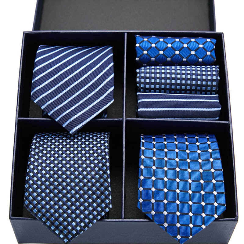 Gift box packing Silk Ties For Men Novelty Hanky  Set 3 Styles  Men&