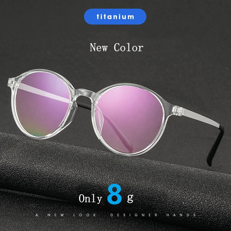 YIMARUILI Ultralight Titanium Alloy TR90 Myopia Glasses Retro Round Optical Prescription Eyeglasses Frame Men And Women H3050