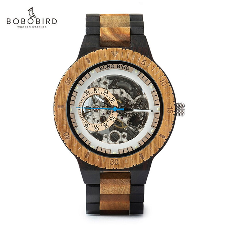 Bobo Bird-Reloj de pulsera de madera para hombre, accesorio masculino de pulsera resistente al agua con mecanismo automático de movimiento, complemento mecánico de marca de lujo con esfera luminosa, 2020