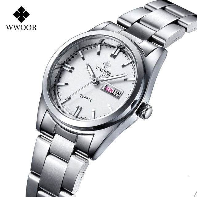 Montre Femme 2023 WWOOR Fashion Ladies Watches Waterproof Quartz Silver Clock Women Automatic Date Dress Wrist Watch Reloj Mujer