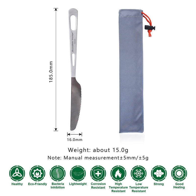 Boundless Voyage Titanium Tableware Travel Flatware Titanium Knife Fork Spoon Chopsticks Straw Outdoor Camping Picnic Cutlery
