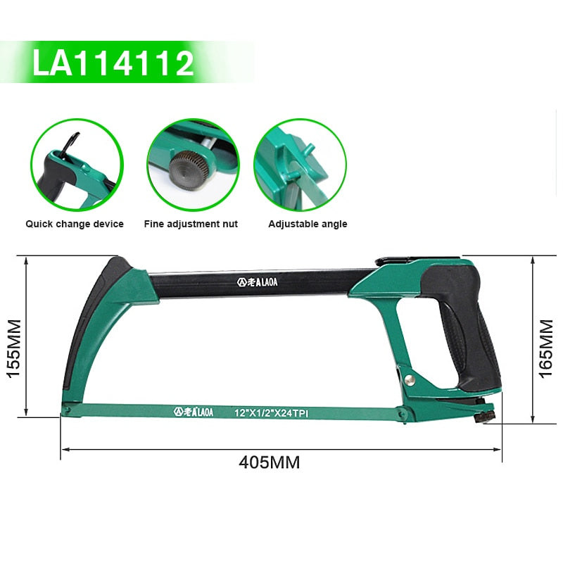 LAOA Hacksaw 12 Inch Heavy Duty Wonder Saw Rubber Wrapped Aluminum Alloy Steel Saw Frame for Gardening Cutting Hand Tool Saw