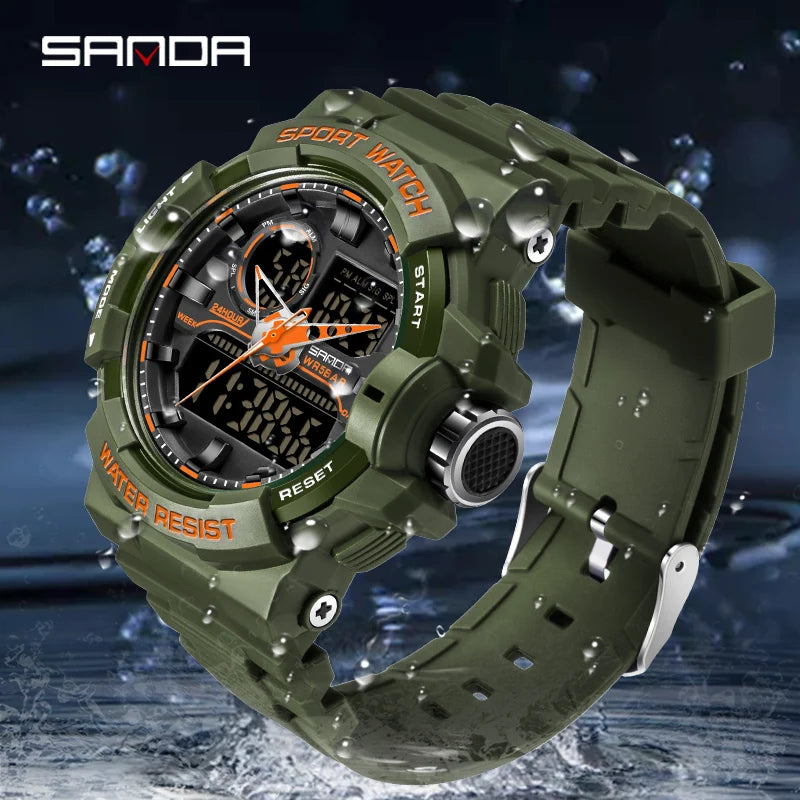 SANDA Waterproof Sports Watch Men's Clock LED Digital Quartz Watch Top Brand Luxury Men G style Luminous Watch Relogio Masculino