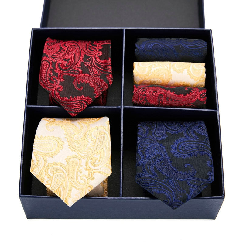 Gift box packing Silk Ties For Men Novelty Hanky  Set 3 Styles  Men&