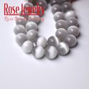 Wholesale Gray Cat Eye Stone Round Loose Beads 4 6 8 10 12 Mm Natural Glass String Stone Beads For Jewelry Making 15 Inches